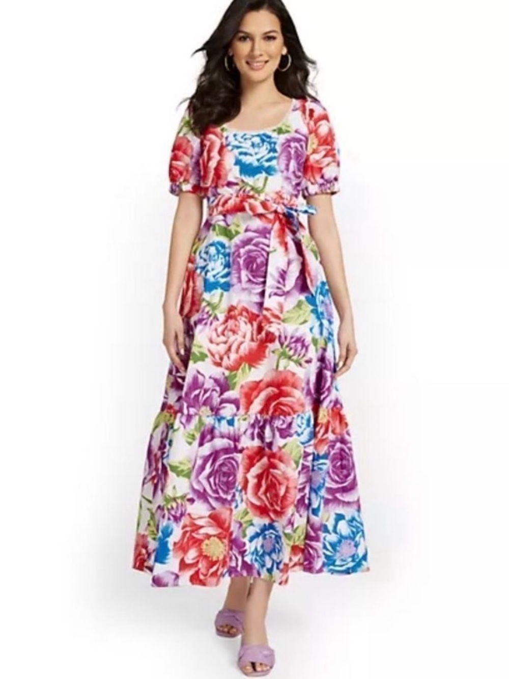 New York & Company Floral Puff Sleeve Women’s Dress Size Small